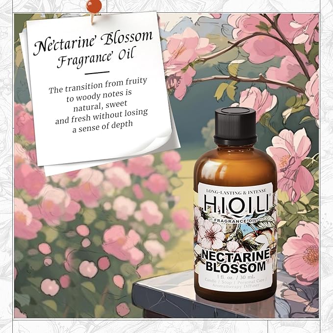 HIQILI Nectarine Blossom Fragrance Oil for Candle & Soap Making, Essential Oil Diffuser Use, Add to Body Lotion, Dryer Balls - 1 Fl Oz - Bloomnest