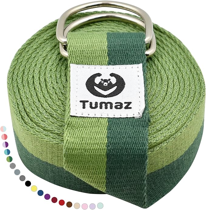 Tumaz Yoga Strap/Stretch Bands [15+ Colors, 6/8/10 Feet Options] with Extra Safe Adjustable D-Ring Buckle, Durable and Comfy Delicate Texture - Best for Daily Stretching, Physical Therapy, Fitness - Bloomnest