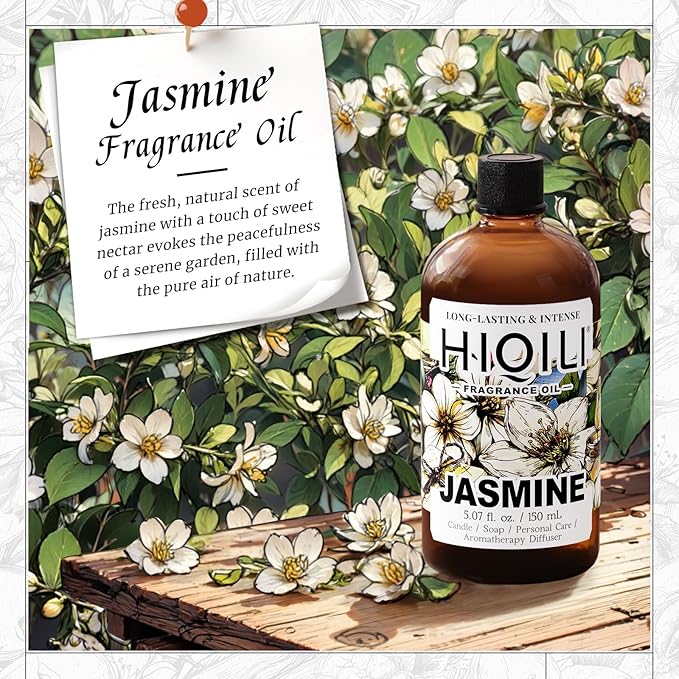 HIQILI Jasmine Fragrance Oil for Aromatherapy Diffuser, Floral Scent for Candle, Perfume Making, Skin Care, Laundry Essential Oil - 5.07 Fl Oz - Bloomnest