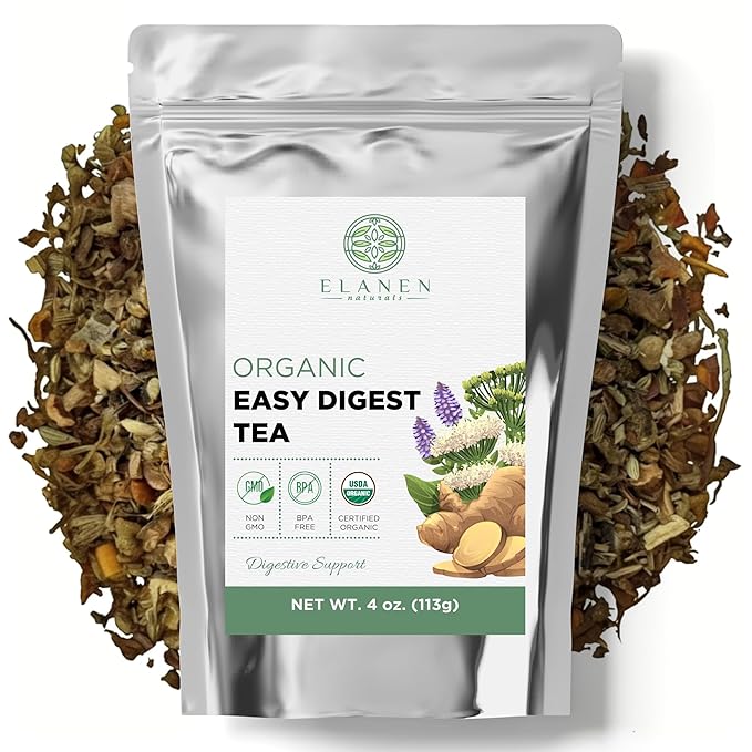 Organic Easy Digest Tea 4 oz. (113g), USDA Certified Organic Digestive Tea for Stomach Ease Tummy and Gut Health, Gas Digestion Relief, Bloating and Belly Comfort, Loose Leaf - Bloomnest