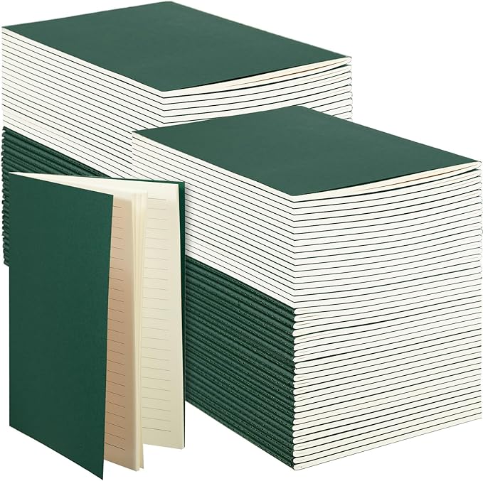 Mimorou 100 Pcs Journals Notebooks Bulk - Kraft Softcover A5 Small Notebooks 5.5 Inch x 8.3 Inch Notepads with 60 Page 30 Sheet for Writing Sketch Travel Office Supplies(Green,Lined) - Bloomnest