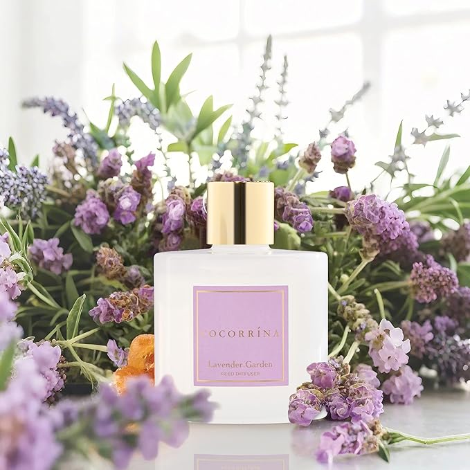 COCORRÍNA Reed Diffuser - Lavender Garden 6.7 Fl.oz Reed Diffuser Set with Sticks & Preserved Baby's Breath, Reed Diffuser for Home Bathroom Shelf Decor - Bloomnest