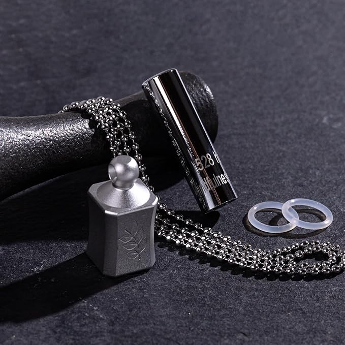 528 Hz Meditation Necklace, Breathing Necklace Frequency Sound Healing Device by Adjusting, Quit Smoking Necklace, The Breathing for Anxiety & Stress Relief Mindfulness (Silver) MIKUHOT