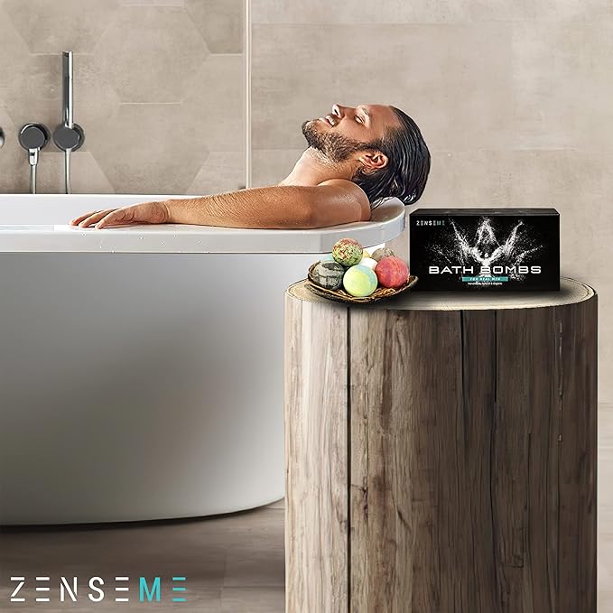 Bath Bombs for Men, Gift Set of 8 Scented Organic Handmade Bath Bombs of 2.5 oz with Natural Essential Oils for Boyfriend, Husband, Father or Friend, by ZenseMe - Bloomnest
