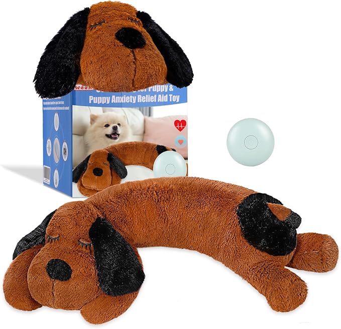 Puppy Heartbeat Toy for Separation Anxiety Relief, Heartbeat Stuffed Animal Anxiety Calming Behavioral Aid Plush Toy for Dogs Cats Pets - Bloomnest