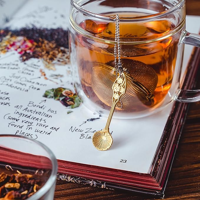 Tea Strainers For Loose Tea Stainless Steel Tea Ball Infuser Tea Ball For Loose Leaf Tea Infuser For Loose Leaf Tea Loose Leaf Tea Steeper Cute Tea Infuser Gift (Lobed)