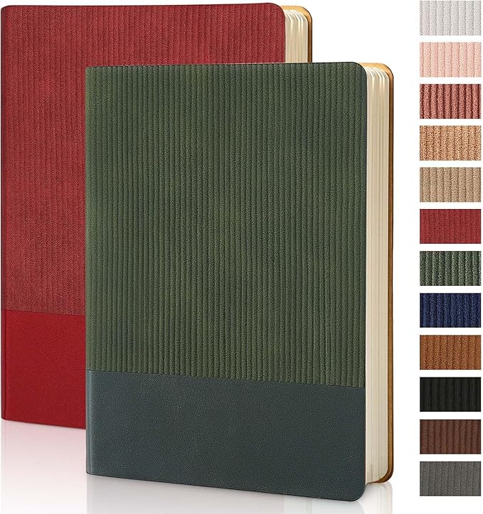 Lined Journal Notebook for Work College Ruled Note Book 5.79"x8.27" A5 PU Leather Daily Journaling 216 Pages for Women Men Writing Home School Supplies Business (A5 Lined 216pages, 2 Pack-Red/Darkgreen) - Bloomnest
