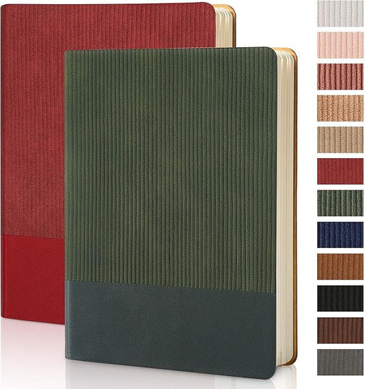 Lined Journal Notebook for Work College Ruled Note Book 5.79"x8.27" A5 PU Leather Daily Journaling 216 Pages for Women Men Writing Home School Supplies Business (A5 Lined 216pages, 2 Pack-Red/Darkgreen) - Bloomnest