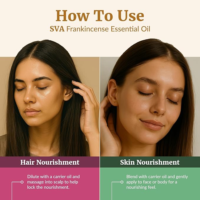 SVA Frankincense Essential Oil – 4 Fl Oz – 100% Natural Boswellia Serrata Oil - for Diffuser, Hair Care, Face, Skin Care, Aromatherapy, Scalp and Body Massage, Soap and Candle Making – with Dropper - Bloomnest