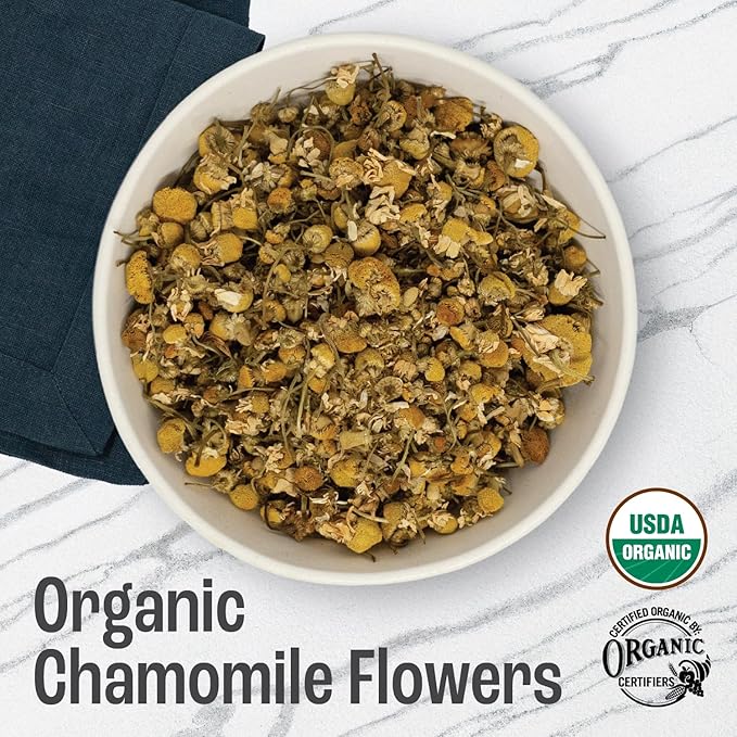 J Mac Botanicals, Organic Chamomile Flowers, Whole Dried Chamomile flower, Loose Leaf tea - Bloomnest