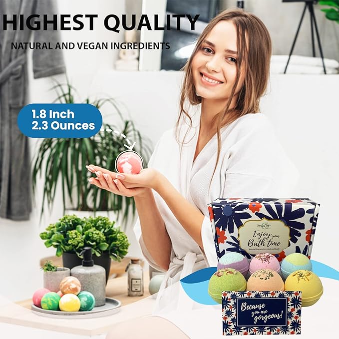 Bath Bombs for Women Gift Set - 24 Natural & Organic Bath Bombs with Essential Oils & Moisturizing Shea Butter, Spa Selfcare Gift, Stocking Stuffers, Christmas Gifts for Her, Women, Kids, Teen Girls - Bloomnest