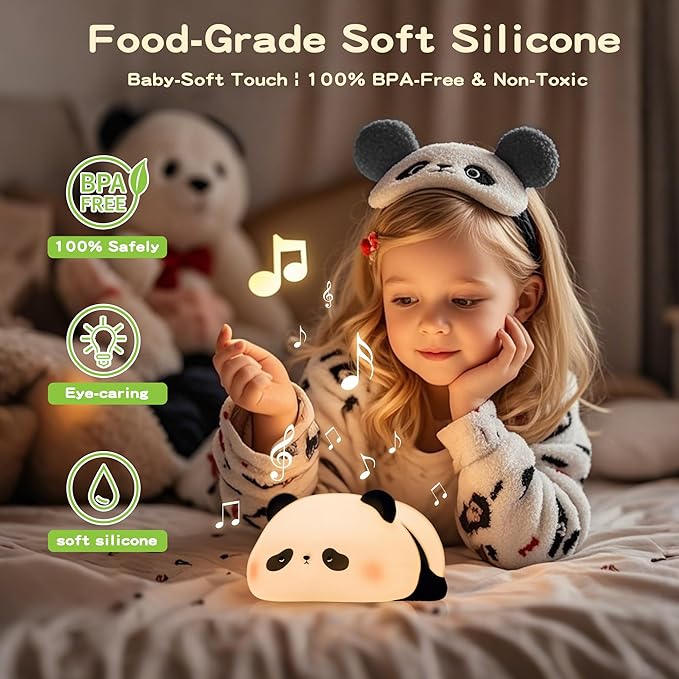 Panda Night Light with White Noise, Sound Machine for Baby Sleeping Aid,Toddler Sleep Trainer 4 Soothing Sleep Sounds,Timer/Dimmable Nursery Silicone Night Light, Cute Panda Gifts for Kids Boys/Girls - Bloomnest