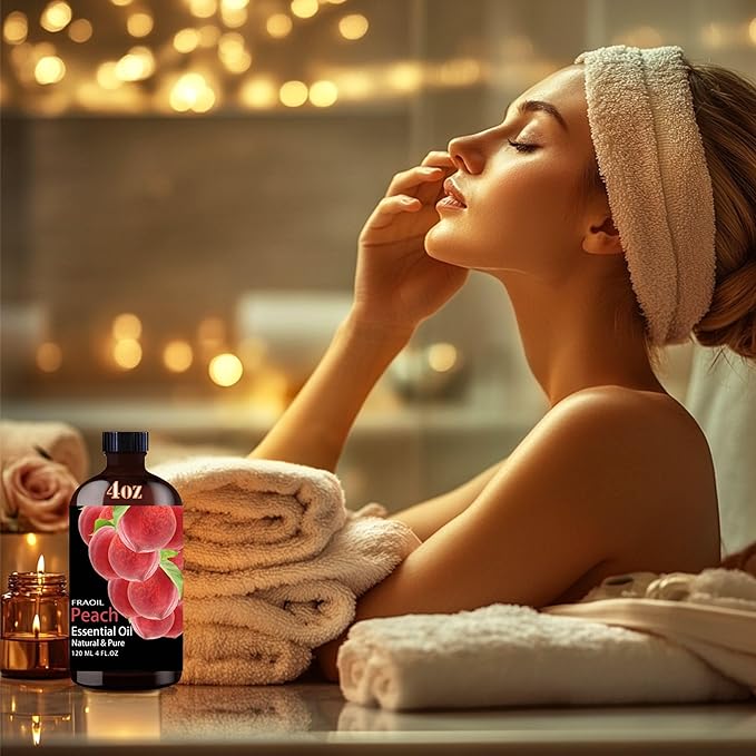 Peach Essential Oil, Peach Oil 4 Fl Oz 120ML for Diffuser Humidifier Yoga Cleaning DIY Candle Soap Making Perfume Gift for Women Essential Oils - Bloomnest