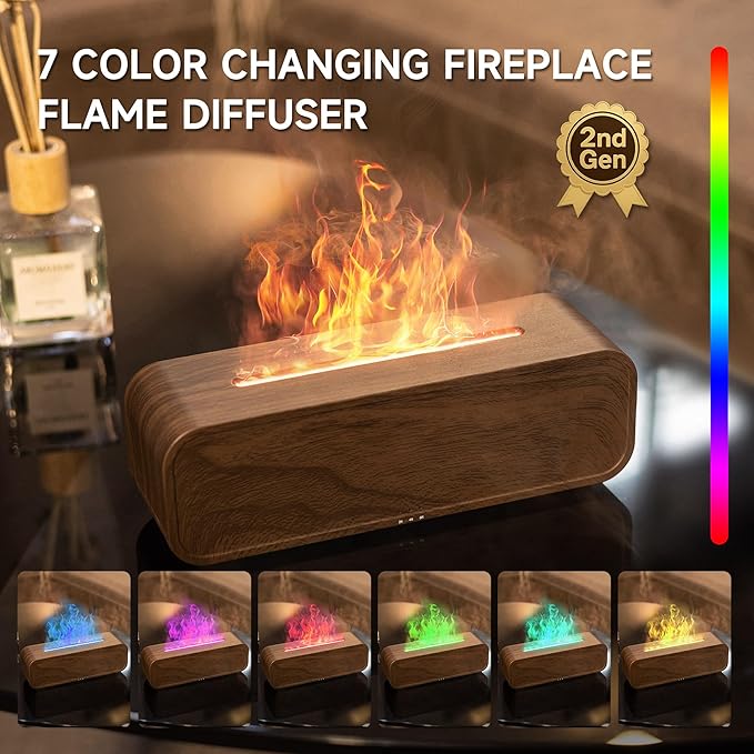Sound Reactive Flame Air Diffuser Humidifier,7 Colors Aromatherapy Essential Oil Diffuser,Ultrasonic Aroma Humidifier with Timer for Home,Bedroom,Office,Yoga - Bloomnest