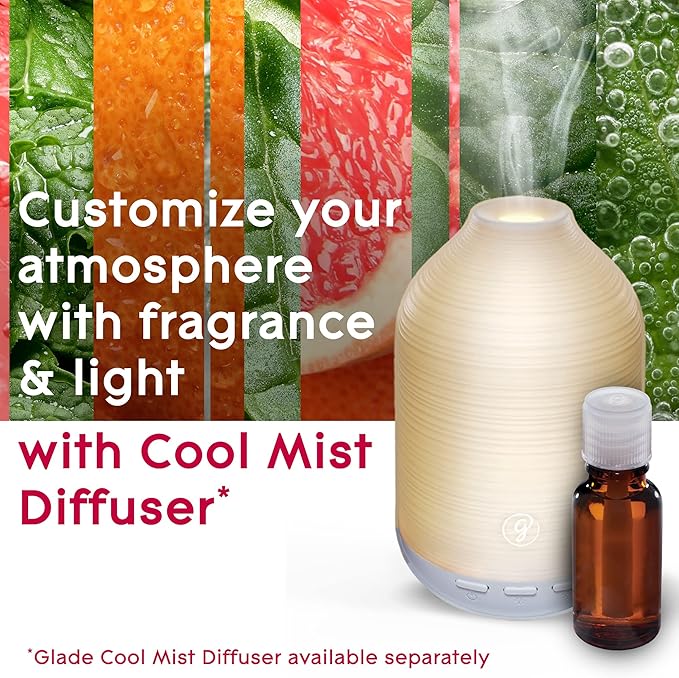 Glade Essential Oil Diffuser Refill, Use with Cool Mist Aromatherapy Diffuser, Air Freshener for Home, Spark Energy Scent with Notes of Grapefruit & Peppermint, 0.56 Fl Oz - Bloomnest