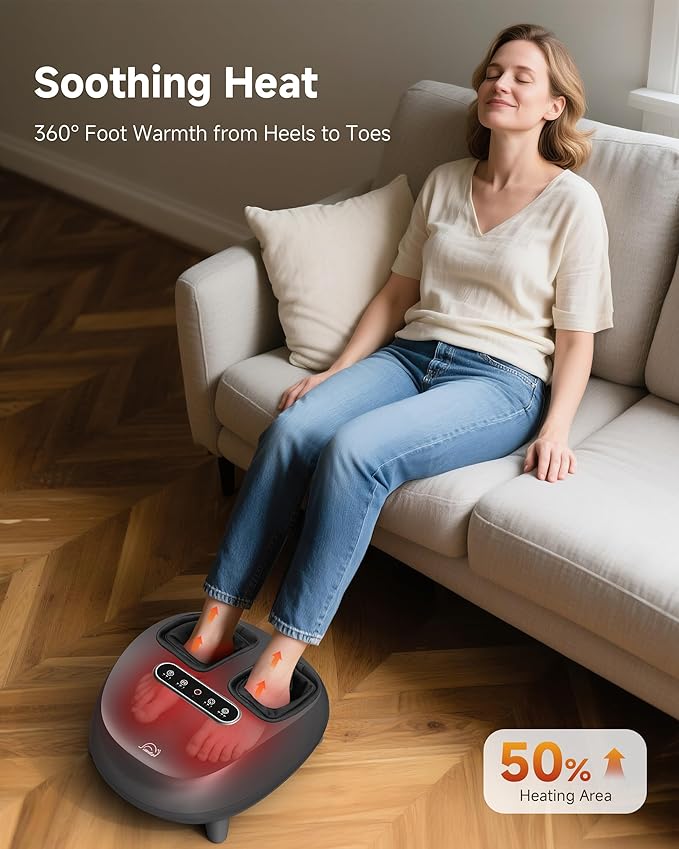 Snailax Foot Massager with Heat and Compression, Shiatsu Foot Massager for Neuropathy and Plantar Fasciitis, Deep Kneading, Rolling, Remote Control, Fits up to Size 14, Gifts - Bloomnest