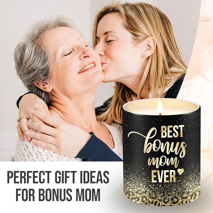 TEEZWONDER Mothers Day Gifts for Bonus Mom from Daughter Son - Leopard Favorite Child Long Lasting Vanilla Lavender Candle 10 oz - Mother's Day Mom Birthday Gifts for Women Mama Stepmom - Bloomnest