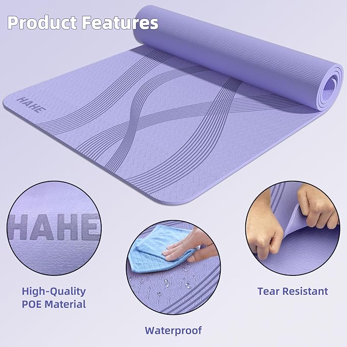 Yoga Mat High Density Exercise Mat, 76"x32"x0.27"Thick Wide & Large Yoga Mat for Women Men, Professional POE Workout Mat for Yoga, Pilates, Fitness & Stretching - Bloomnest