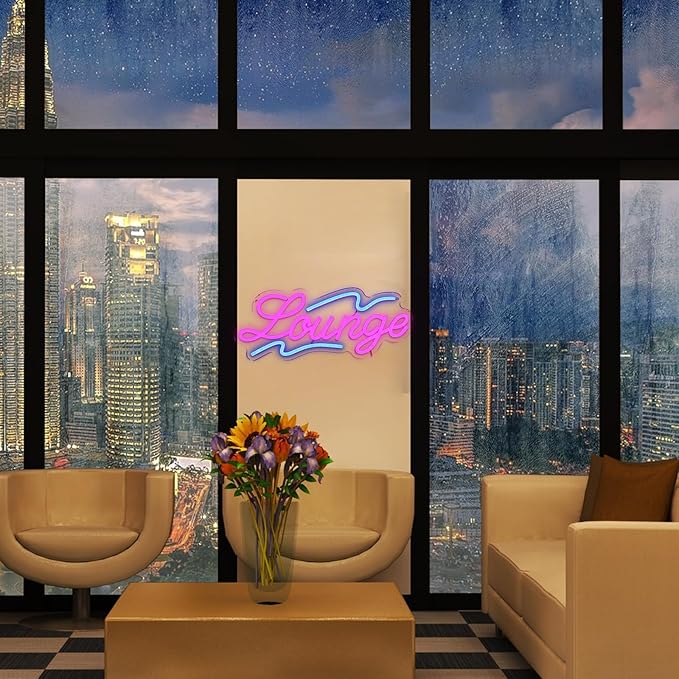 Lounge Neon Sign for Wall Decor, 16.54" x 6.69" Rest Led Signs for Room, USB Dimmable Neon Lights for Lounge Room Bar Hotel Cafe Nightclub VIP Room Man Cave Home Bedroom Decoration - Bloomnest