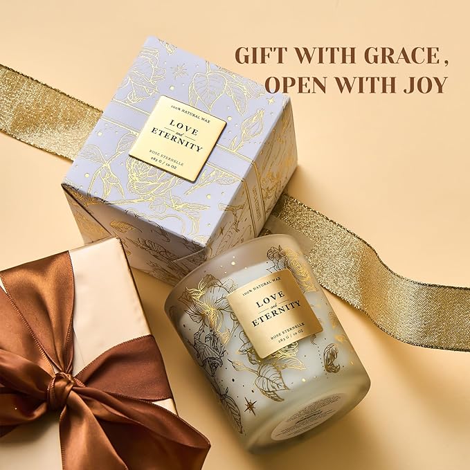 M&SENSE Holiday Scented Candle Gift for Women and Men - Rose Scent, 10 oz Soy Wax, Birthday, Holiday,Christmas,New Year Gift - Bloomnest