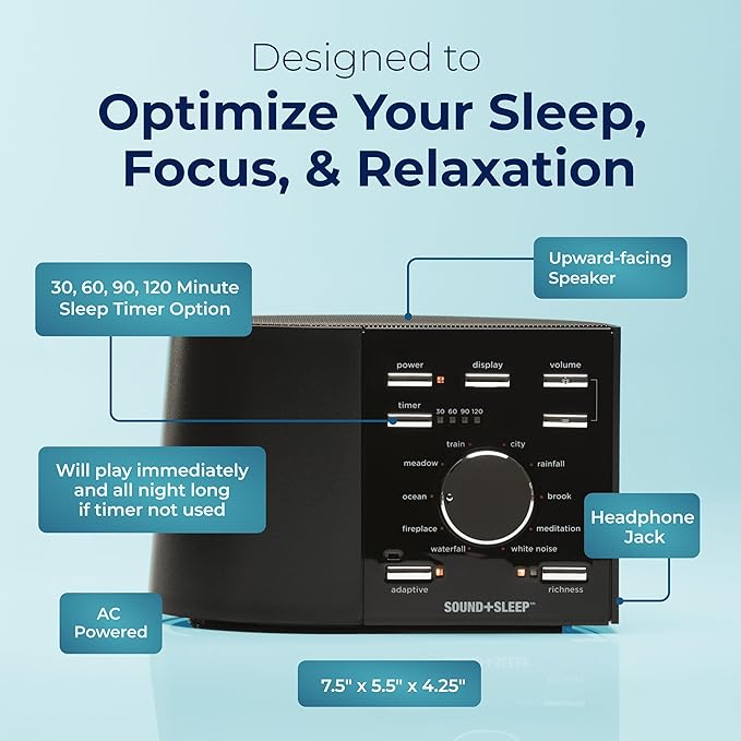 Sound+Sleep High Fidelity Sleep Sound Machine with 30 Guaranteed Non-Looping Nature Sounds, and Sleep Timer - Bloomnest