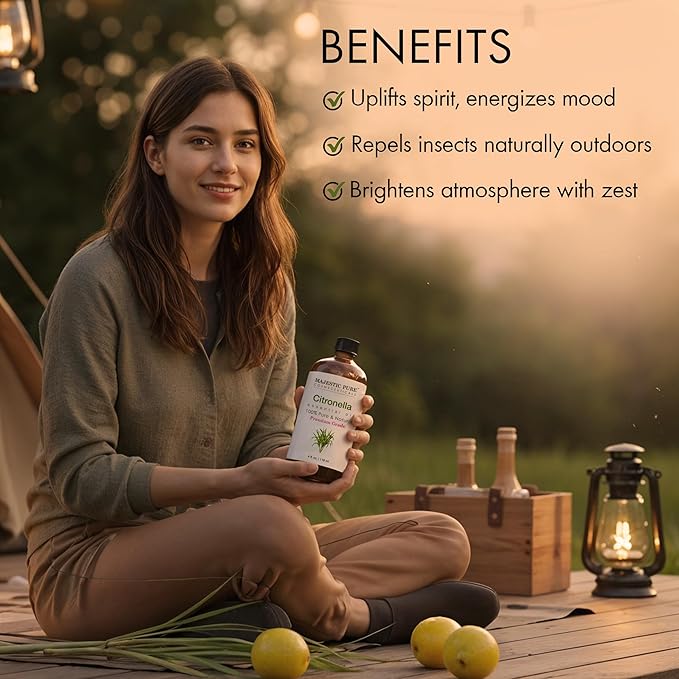 Majestic Pure Citronella Essential Oil with Glass Dropper - 4 Fl Oz - 100% Pure and Natural Citronella Oil - Premium Grade Essential Oils for Diffuser, Aromatherapy, Soap and Candle Making - Bloomnest