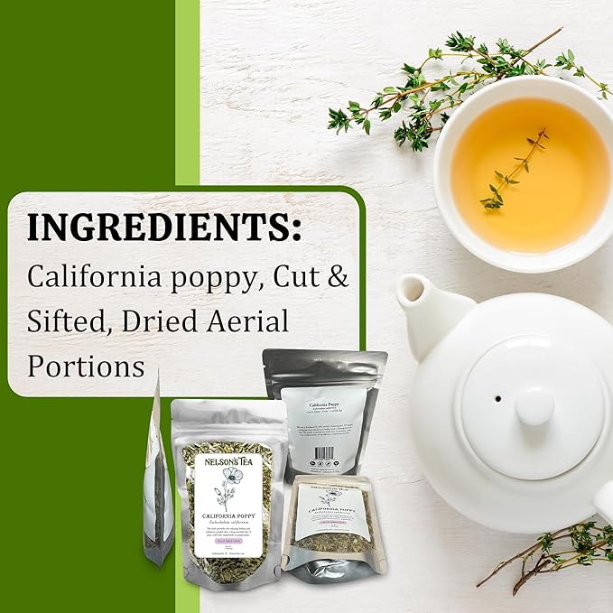Nelson's Tea - California Poppy - Cut & Sifted - Loose Leaf - Herbal Tea - For Calm and Relaxation - 16oz - Bloomnest