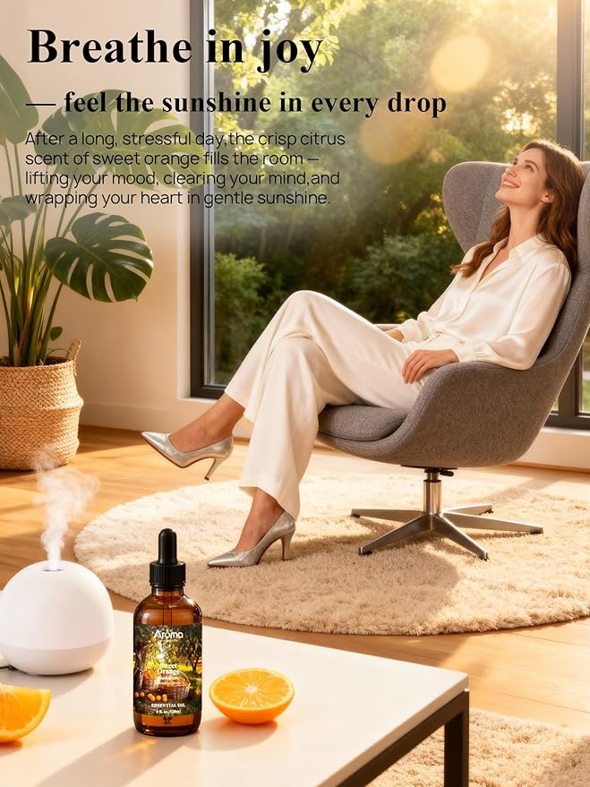 Orange Essential Oil with Premium Gift Box - Sweet Orange Essential Oils for Skin & Diffusers & Aromatherapy - 4 Fl Oz 100% Pure Natural - Gift-Ready Box - Gifts for Women Bloomnest