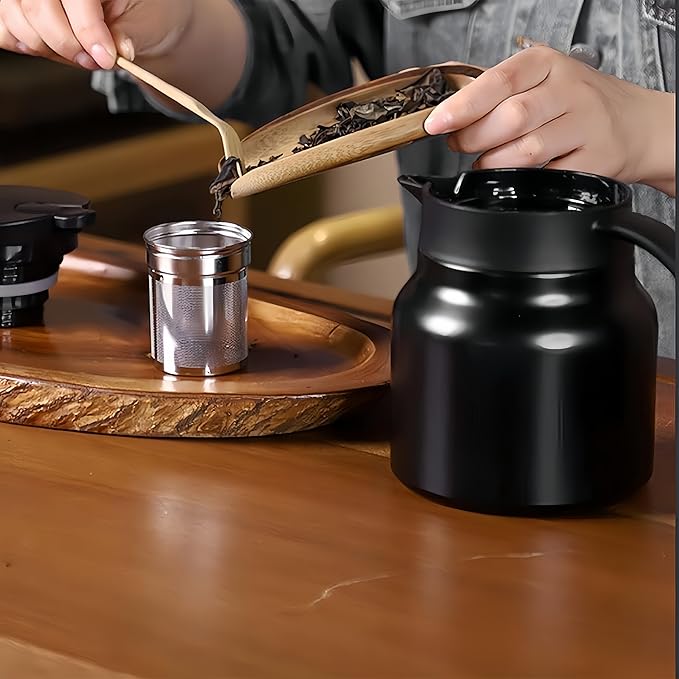 thermal teapot with infuser,Tea Pot with Infusers for Loose Tea,1000ML Thermal Teapot with Removable Infuser & Lid (C) - Bloomnest