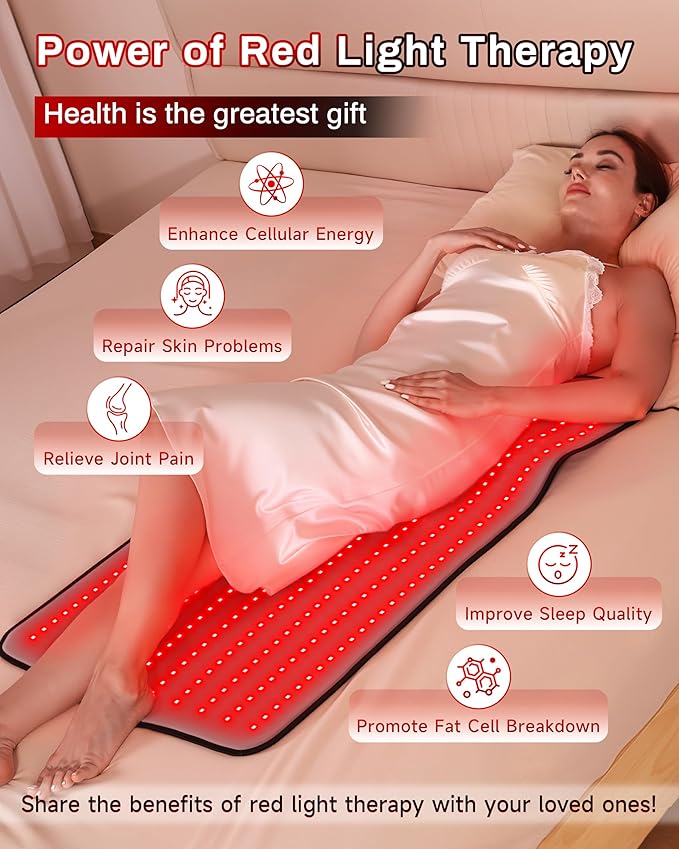Medical-Grade TPU Red Light Therapy Mat for Body, Infrared Light Therapy with 660nm & 850nm LEDs, Light Therapy Blanket for Back & Joint Comfort, FSA&HSA Eligible, 400 LEDs, 38" x 23.6" KAOUDT-BestRedLightTherapyDevices