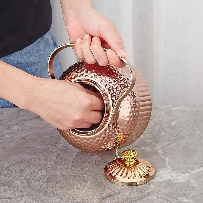 SANQIAHOME Antique 1.5L (50Oz) Stainless Steel Teapot with Infuser copper - Bloomnest