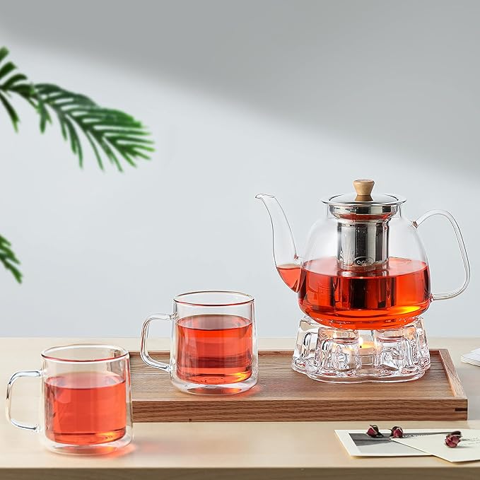 CNGLASS Glass Tea Warmer,Universal Heart Shaped Glass Teapot Wramer - Bloomnest