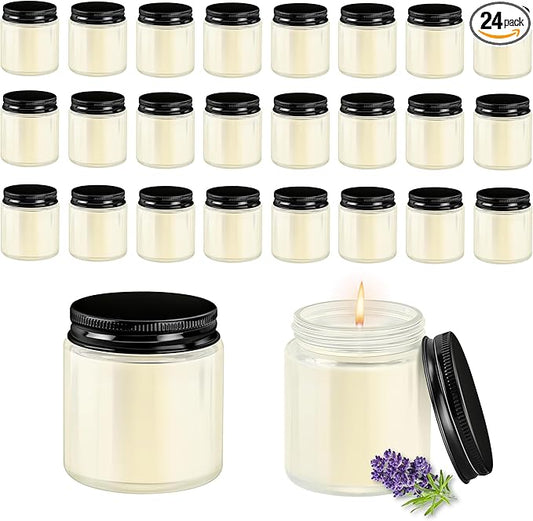 ACITHGL 24 Pcs 4oz Mini Mason Jar Candles Small Lavender Scented Candles Bulk Aromatherapy Ideal Souvenir Favors for Wedding Birthday Party (Black, 24) - Bloomnest