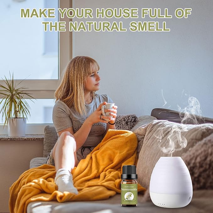Sedbuwza Honeysuckle Essential Oil, Pure Organic Honeysuckle Fragrance Oil for Diffuser, Humidifier, Soap, Candle, Perfume Sedbuwza