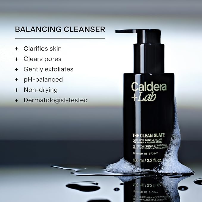 Caldera + Lab The Clean Slate | Men's Organic Foaming Facial Cleanser for Dry, Sensitive, & Normal Skin – Vegan, Natural & Antioxidant Packed Exfoliating Face Wash - Bloomnest