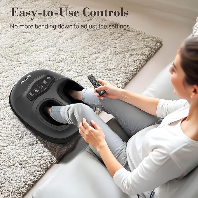 FSA Foot Massager with Heat and Remote - HSA Eligible, Feet Massager for Plantar Fasciitis & Neuropathy, Shiatsu Deep Kneading for Foot Pain Relief, Gifts for Mom Dad, Fits Up to Size 13 - Bloomnest