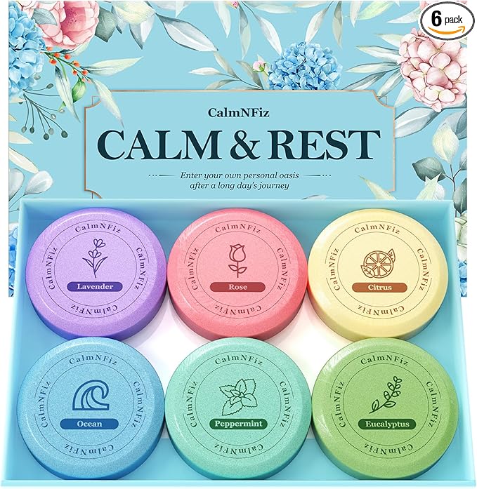 6 Pack Shower Steamers, Bath Bombs with Individually Wrapped, Variety Shower Tablets for Her, Birthday Presents for Men and Women Who Have Everything(6 Scents) - Bloomnest