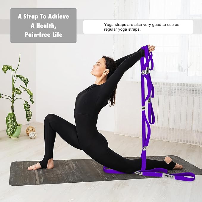 Stretching Strap Yoga Strap with 10 Loops, Non-Elastic Stretch Band for Physical Therapy, Flexibility, Exercise, Pilates, Dance & Gymnastics Workout - Bloomnest
