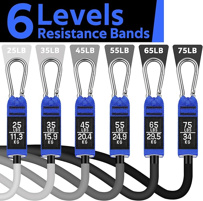 WALITO Resistance Bands Set - Exercise Bands with Handles, Door Anchor, Legs Ankle Straps, for Heavy Resistance Training, Physical Therapy, Muscle Training, Yoga, Home Workouts, Gym - Bloomnest