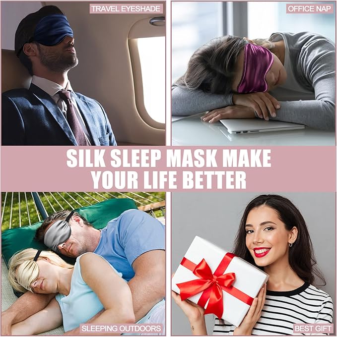 20 Pieces Silk Sleep Mask Eye Mask with Adjustable Strap Sleeping Cover Eye Cover Blindfold for Women Men Sleeping Travel(Multicolored) - Bloomnest