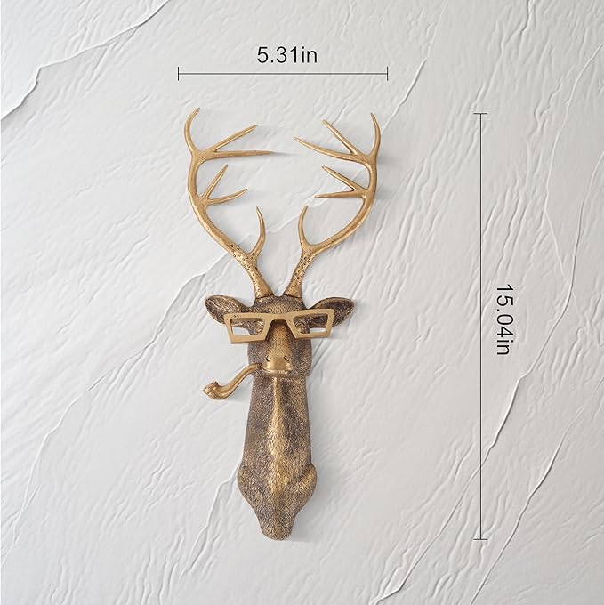 UITWMKTG Gold Animal Head Wall Decor Wall Sculpture Home Decor Statue for Living Room Office Bedroom Modern Decor for Men Women Deer - Bloomnest