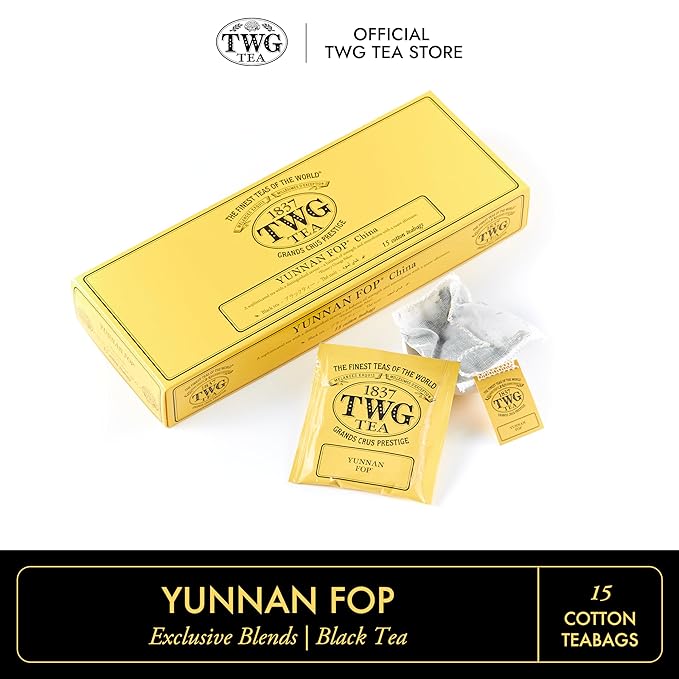 TWG Tea | Yunnan FOP | Black Tea | Earthy Suave Aftertaste | 15 Hand Sewn Cotton Teabags | Gift Set - Bloomnest
