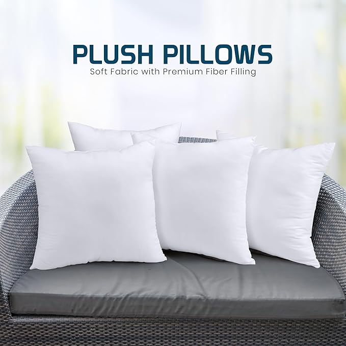 Utopia Bedding Throw Pillows (Set of 4, White), 20 x 20 Inches Pillows for Sofa, Bed and Couch Decorative Stuffer Pillow - Bloomnest