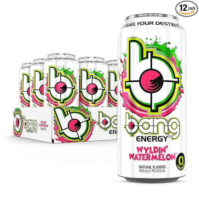 Bang Energy Wyldin’ Watermelon, Sugar-Free Energy Drink, 16-Ounce (Pack of 12) - Bloomnest
