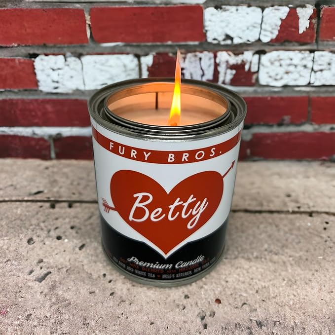 Fury Bros. Scented Candles for Men | Betty | Red Rose & White Tea | Natural Soy Wax | Hand-Poured in The USA | Long 70-80 Hour Burn (12.5 oz) | Vintage-Inspired Tin Design | Dad Home Gift - Bloomnest