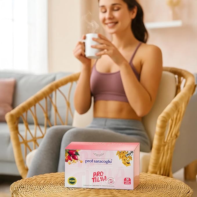 Prof Saracoglu 1 Box Pro-Tilya Herbal Tea – Caffeine-Free Herbal Blend with Natural Digestive Support, Caffeine-Free Metabolism Friendly Tea, 20 Tea Bags in Eco Resealable Box - Bloomnest