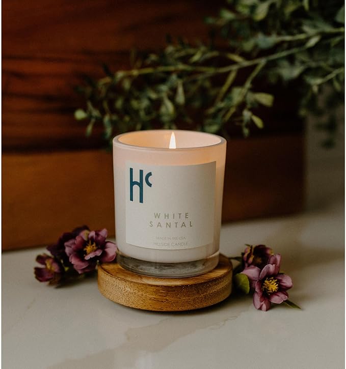 White Santal Single Wick Soy Candles, Luxury Scented Candles for Home - Up to 60 Hour Burn Time, Cruelty-Free Soy Wax Blend - Lily of The Valley Fragrance, Notes of Wood & Musk (9 oz) - Bloomnest