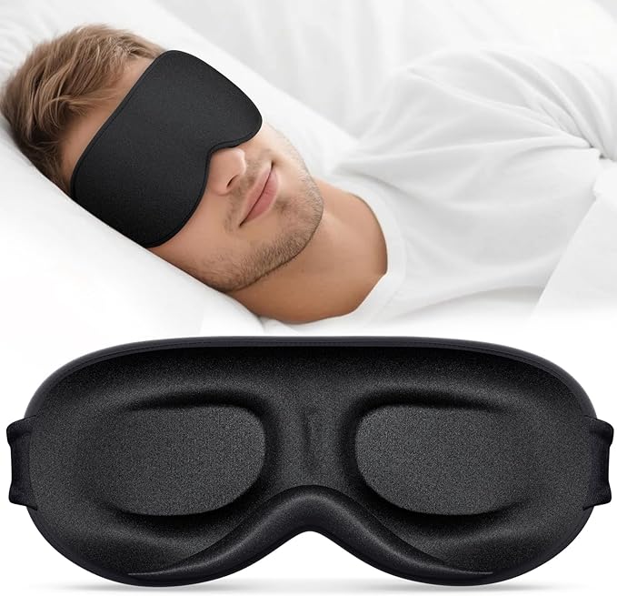 Sleep Mask for Men Women - 100% Blackout Eye Masks for Sleep - 3D Soft Sleeping Mask for Side Sleepers - Zero Pressure Lash Extensions Eye Cover Shade for Airplane Travel Essentials, Black - Bloomnest