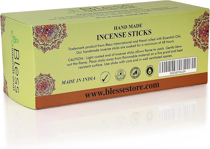 Bless-French-Vanilla 100%-Natural-Handmade-Hand-Dipped-Incense-Sticks Organic-Chemicals-Charcoal-Free Purification-Relaxation-Positivity-Yoga-Meditation Best-Woods-Scent (500 Sticks(26 OZ)) BlessInternational