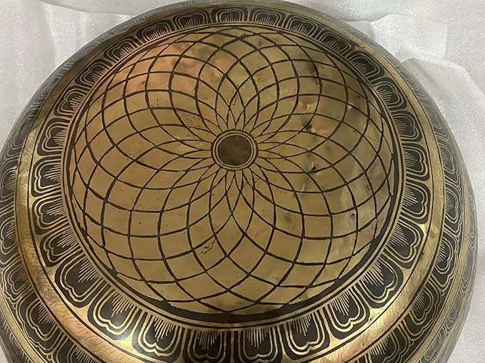 21 Inch Diameter Extra Large Standing Singing Bowl - Foot Carved Singing Bowls - Sound Therapy -Meditation -Yoga Session - Big Healing Bowls - Bloomnest